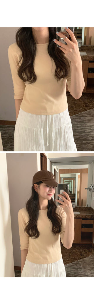 Ribbed 7/8 length T-shirt