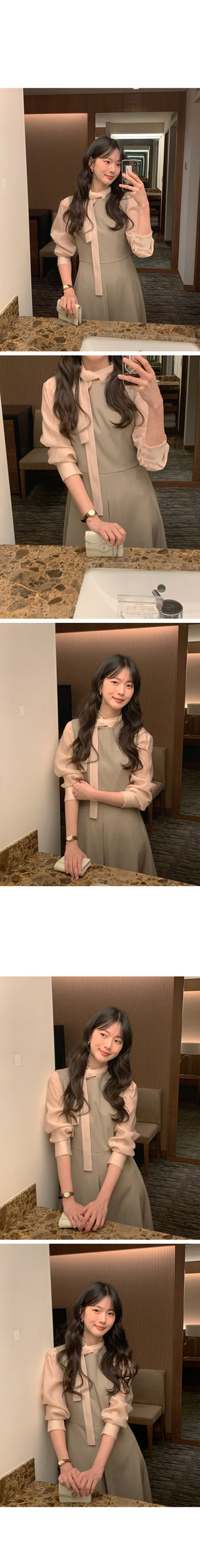 (3 colors) Basic Tie Blouse