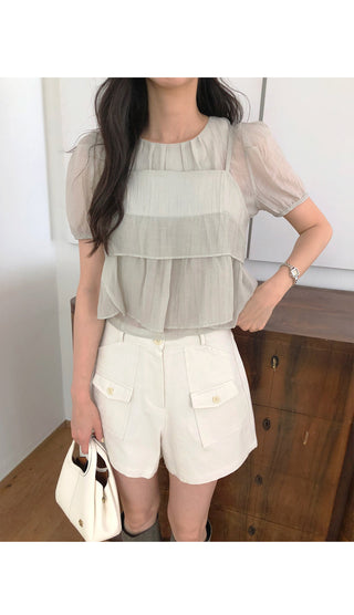 [2 colors] Halon Herringbone Half Pants