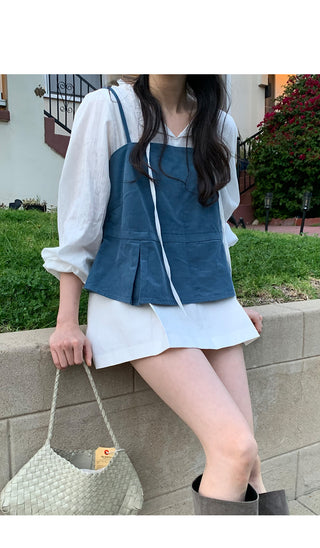 (3 colors) Cotton pleated mini skirt