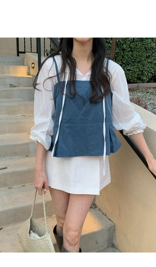 (3 colors) Cotton pleated mini skirt