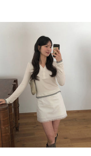(2 colors) Lace Mini Skirt