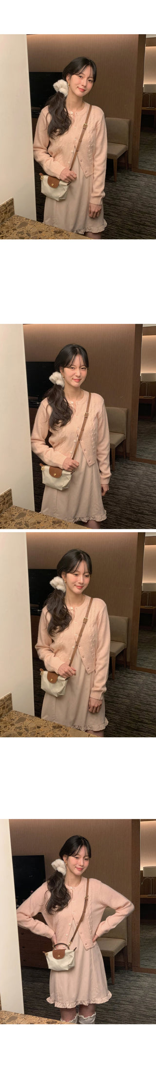 (3 colors) Cable Knit Round Neck Cardigan