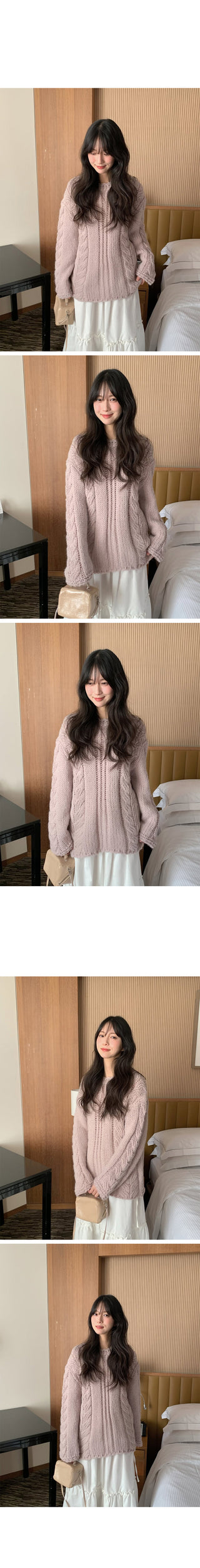 (4 colors) Wool Cable Knit Sweater
