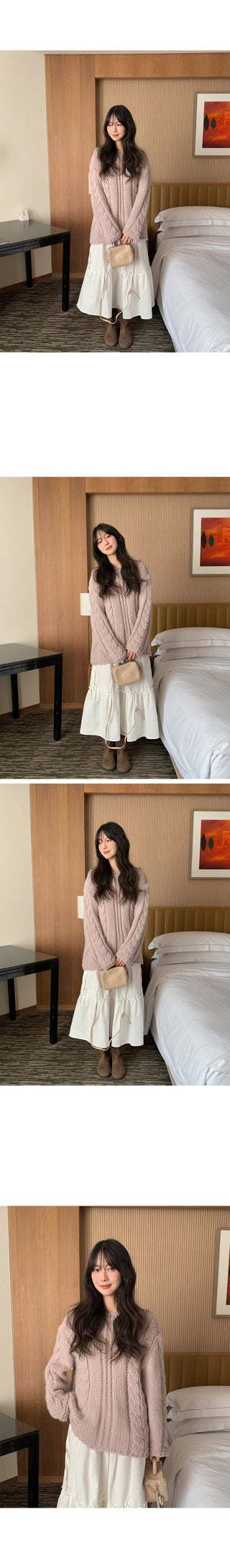 (4 colors) Wool Cable Knit Sweater