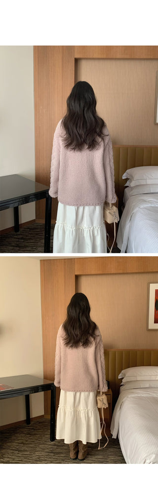 (4 colors) Wool Cable Knit Sweater