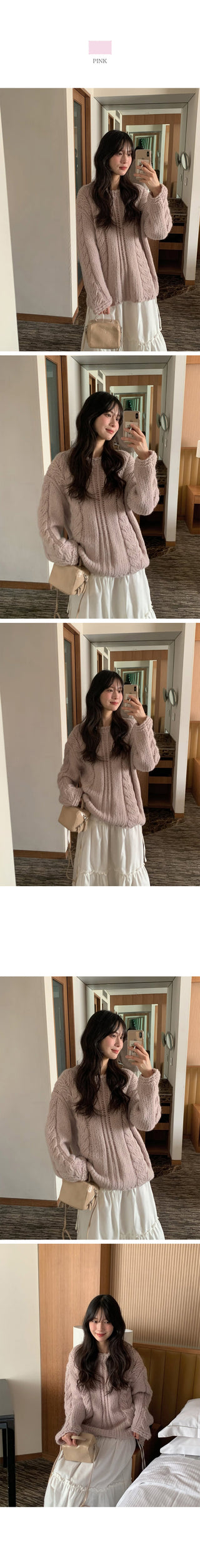 (4 colors) Wool Cable Knit Sweater