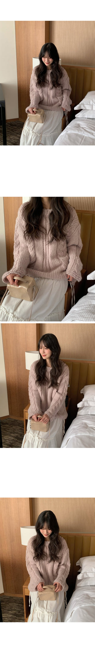 (4 colors) Wool Cable Knit Sweater