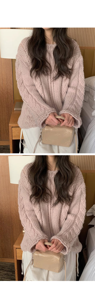 (4 colors) Wool Cable Knit Sweater