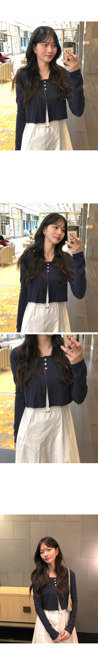 3-button cropped cardigan