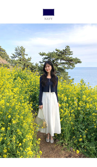 3-button cropped cardigan