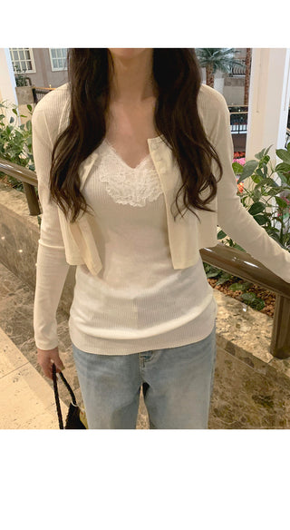 3-button cropped cardigan
