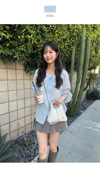 (2 colors) Frill Blouse