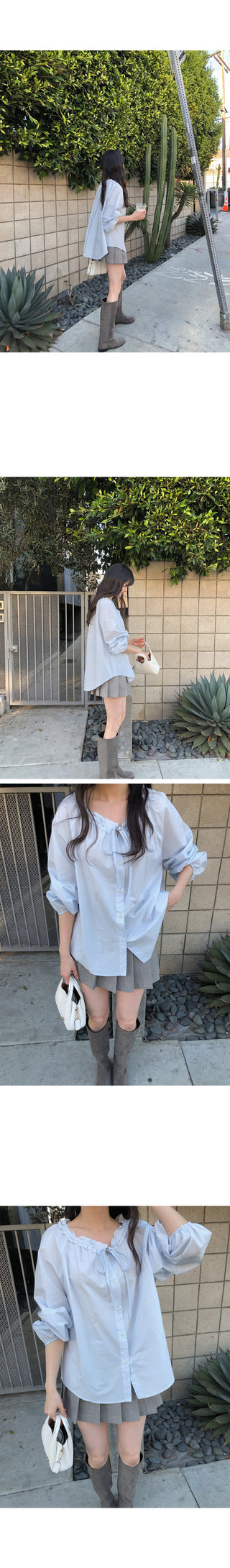 (2 colors) Frill Blouse