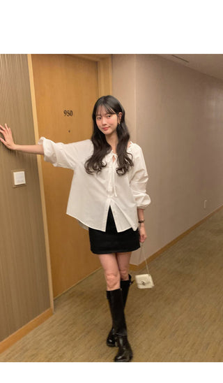 (2 colors) Frill Blouse