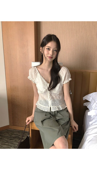 Lace V-neck blouse