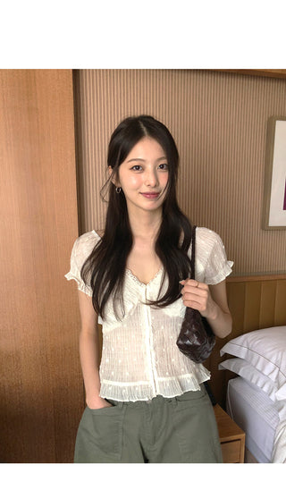 Lace V-neck blouse