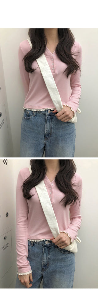 (3 colors) Layered Bicolor T-shirt