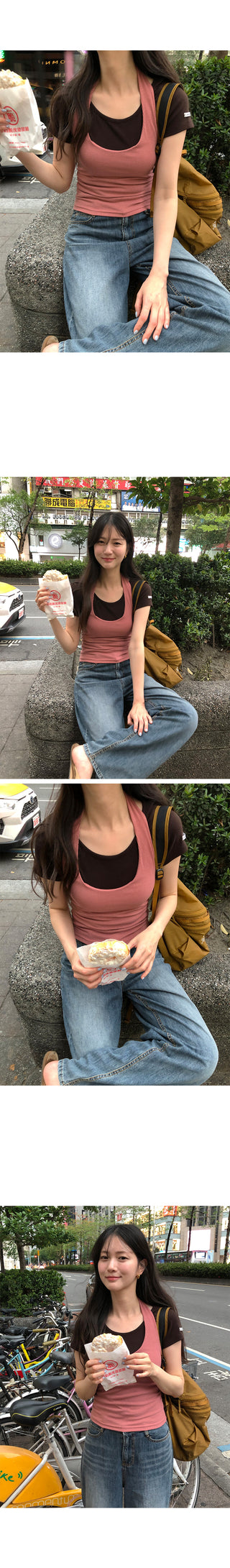 [4 colors] Halter neck sleeveless top