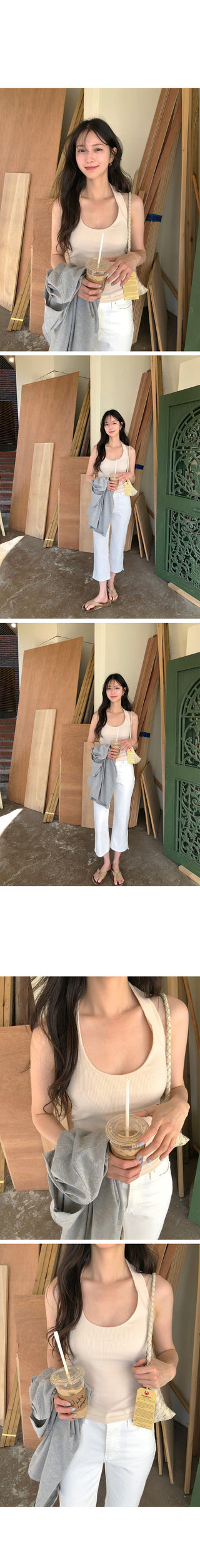 [4 colors] Halter neck sleeveless top