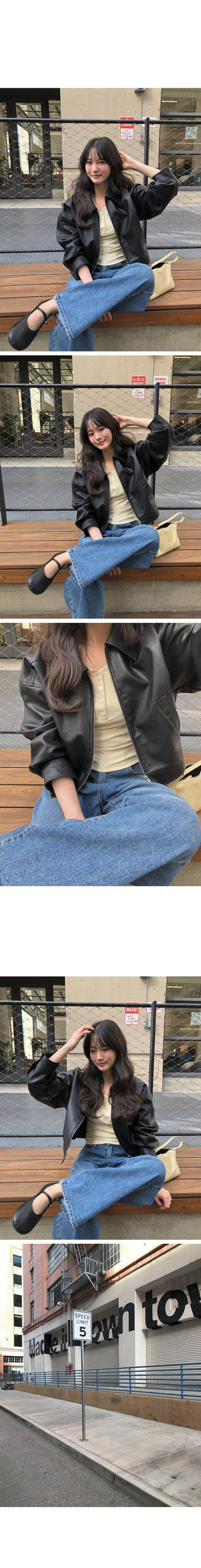 (2 colors) Cropped Leather Jacket