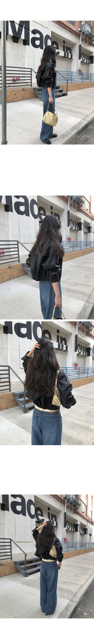 (2 colors) Cropped Leather Jacket