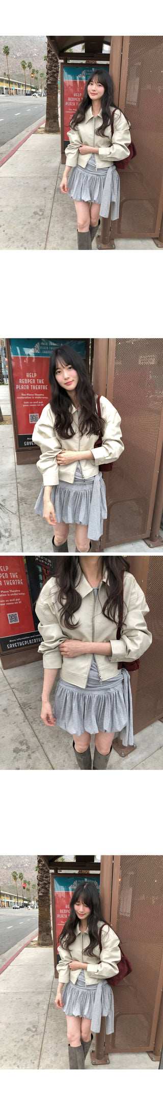 (2 colors) Cropped Leather Jacket