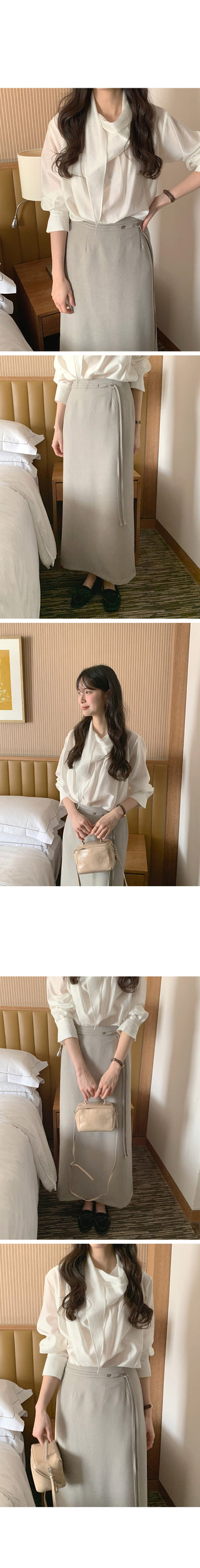 (3 colors) Strap Long Skirt