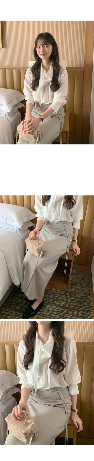 (3 colors) Strap Long Skirt