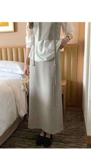 (3 colors) Strap Long Skirt
