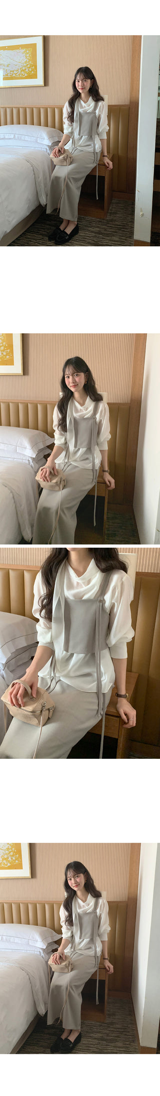 (3 colors) Strap Long Skirt