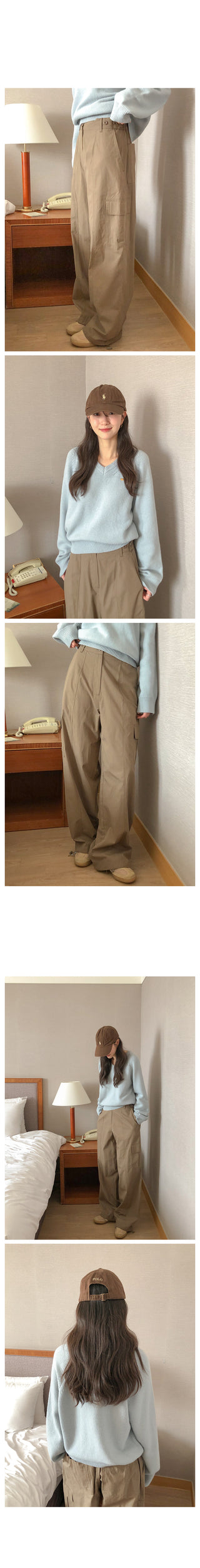 (3 colors) Elastic Waist Cargo Pants