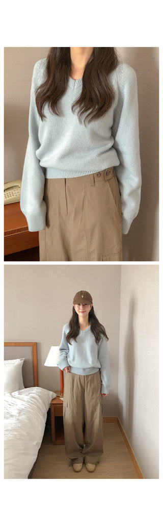 (3 colors) Elastic Waist Cargo Pants