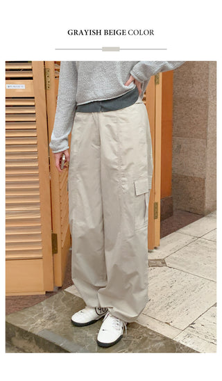 (3 colors) Elastic Waist Cargo Pants