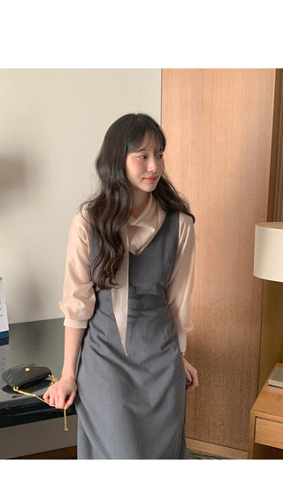 (3 colors) Scarf Blouse