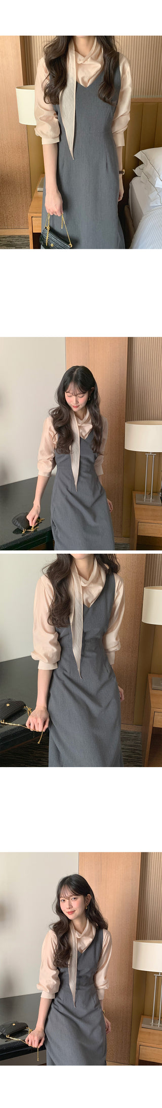 (3 colors) Scarf Blouse
