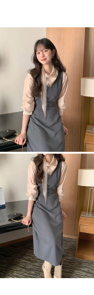 (3 colors) Scarf Blouse