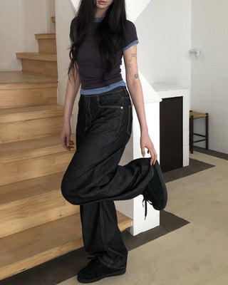 Non-faded denim pants