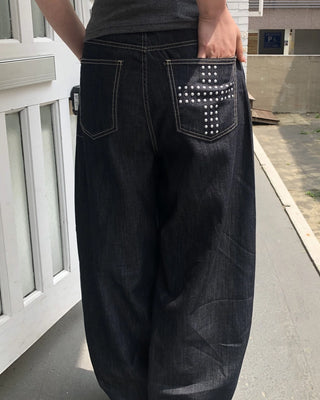 Non-faded denim pants