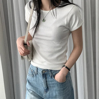 Modal rib short-sleeved T-shirt