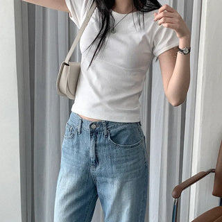 Modal rib short-sleeved T-shirt
