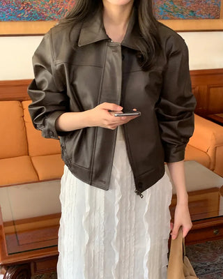 Daisy Cropped Leather Blouson