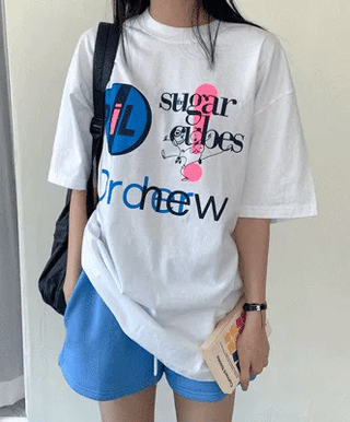 Cotton print oversized T-shirt