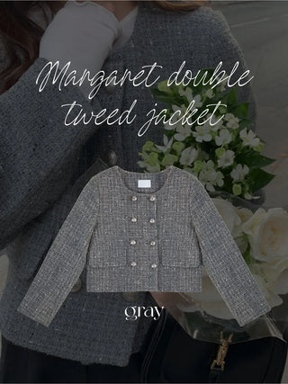Double cropped wool tweed jacket