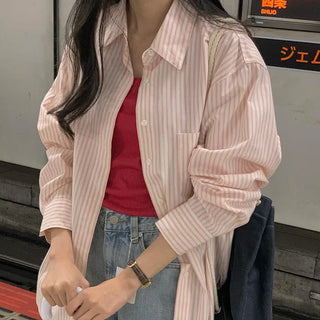 Semi-oversized striped shirt (2 colors)