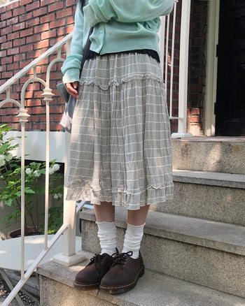 Striped midi skirt