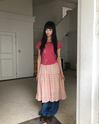 Striped midi skirt