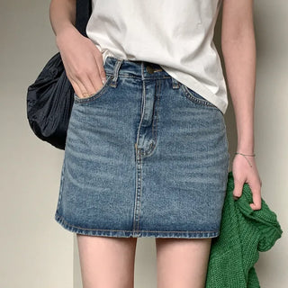 denim mini skirt
