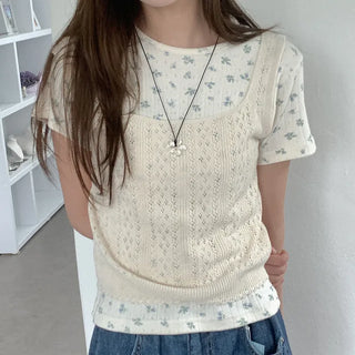 Perforated knit bustier