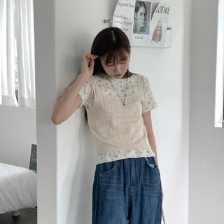 Perforated knit bustier